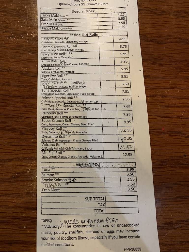Oishii Japanese Grill & Sushi Menu 7